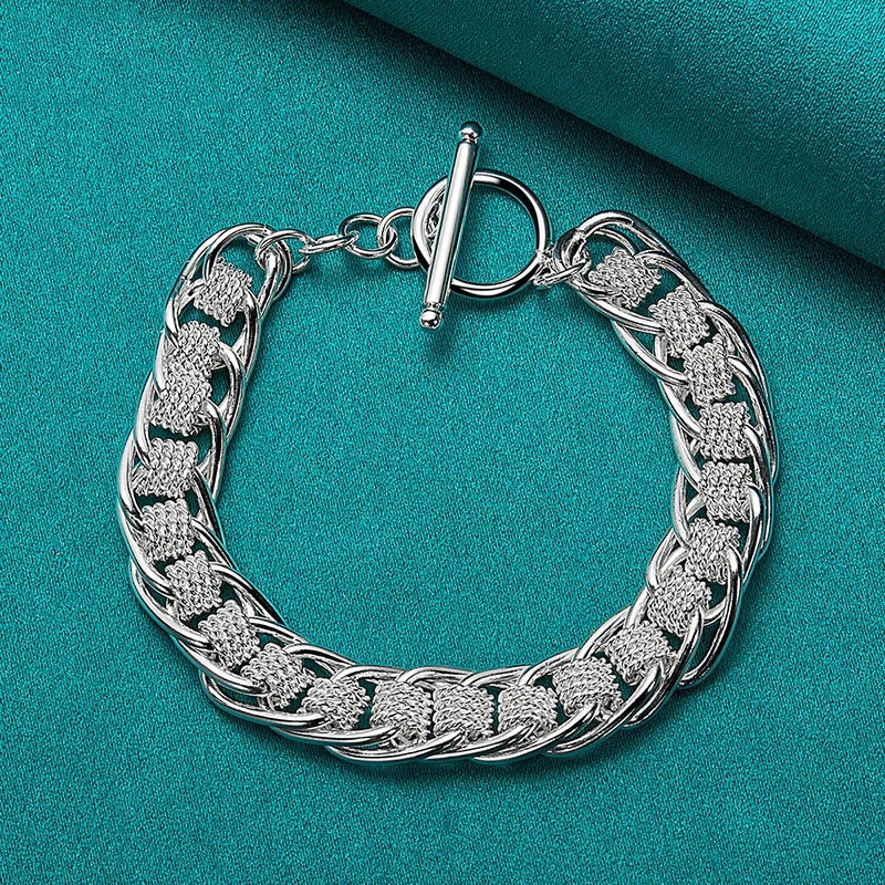 925 Silver Circle Charm Bracelet Wedding Jewelry