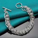 925 Silver Circle Charm Bracelet Wedding Jewelry