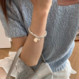 925 Silver Geometry Bracelet with Letter Bead Peace Jewelry