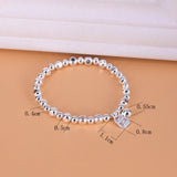 925 Silver Geometry Bracelet with Letter Bead Peace Jewelry