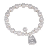 925 Silver Geometry Bracelet with Letter Bead Peace Jewelry
