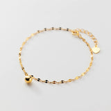 925 Silver Golden Beads Anklet for Women Beach Party Bracelet Jewelry