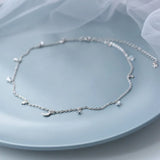 925 Silver Moon Star Zircon Necklace for Women Choker Student
