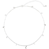 925 Silver Moon Star Zircon Necklace for Women Choker Student