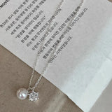 925 Silver Necklace Pearl Zircon Romantic Jewelry