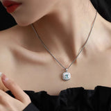 925 Silver Necklace Geometry Square Zircon Jewelry Gift