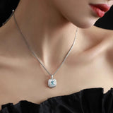 925 Silver Necklace Geometry Square Zircon Jewelry Gift