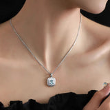 925 Silver Necklace Geometry Square Zircon Jewelry Gift