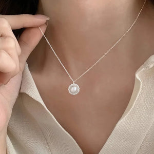 925 Silver Necklace Pearl Chain Romantic Jewelry