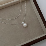 925 Silver Necklace Pearl Zircon Sweet Jewelry