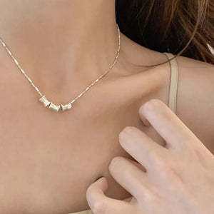 925 Silver Necklace for Women Girl Frosting Hourglass Bead Jewelry