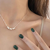 925 Silver Necklace for Women Girl Frosting Hourglass Bead Jewelry