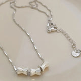 925 Silver Necklace for Women Girl Frosting Hourglass Bead Jewelry