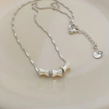 925 Silver Necklace for Women Girl Frosting Hourglass Bead Jewelry