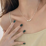 925 Silver Necklace for Women Girl Frosting Hourglass Bead Jewelry