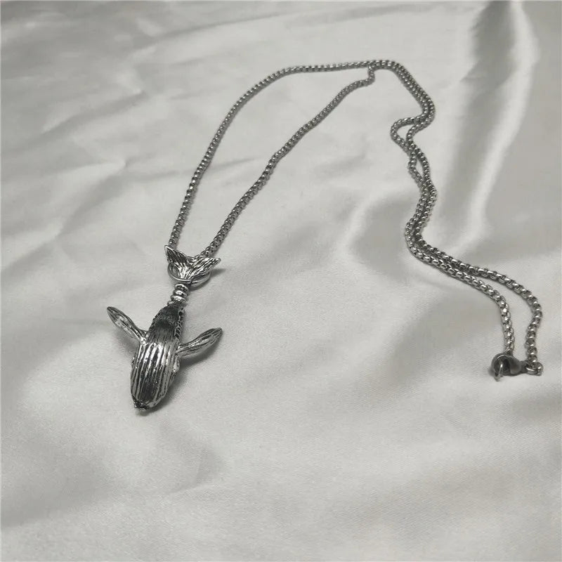 925 Silver Ocean Style Whale Pendant Necklace For Men Women