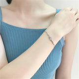 925 Sterling Silver Diamond Flower Bracelet