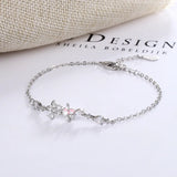 925 Sterling Silver Diamond Flower Bracelet