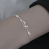 925 Sterling Silver Diamond Flower Bracelet