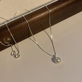 925 Silver Pearl Bead Necklace Women's Circular Grace Jewelry Gift