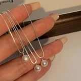 925 Silver Pearl Bead Necklace Women's Circular Grace Jewelry Gift