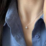 925 Silver Pearl Bead Necklace Women's Circular Grace Jewelry Gift