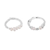 925 Silver Pearl Beading Ring for Women Geometry Irregular Jewelry Gift