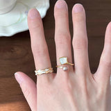 925 Silver Pearl Drop Glaze Ring for Women Girl Gift Adjustable Jewelry