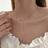 925 Silver Pearl Star Stitching Necklace for Women