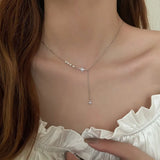 925 Silver Pearl Star Stitching Necklace for Women