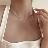 925 Silver Pearl Star Stitching Necklace for Women