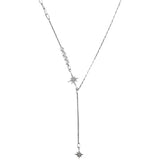 925 Silver Pearl Star Stitching Necklace for Women