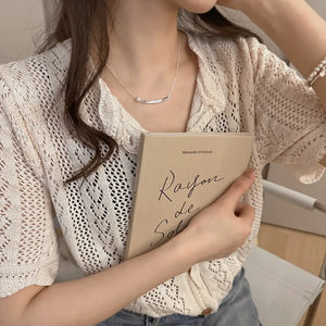 925 Silver Pearl Letter Necklace Women Girl Jewelry