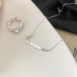 925 Silver Pearl Letter Necklace Women Girl Jewelry