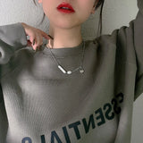 925 Silver Pearl Love Pendant Necklace Women Heart Clavicle Chain