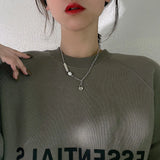 925 Silver Pearl Love Pendant Necklace Women Heart Clavicle Chain