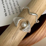 925 Silver Pearl Shell Ring Sweet Romantic Jewelry Gift
