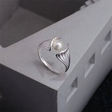 925 Silver Pearl Shell Ring Sweet Romantic Jewelry Gift