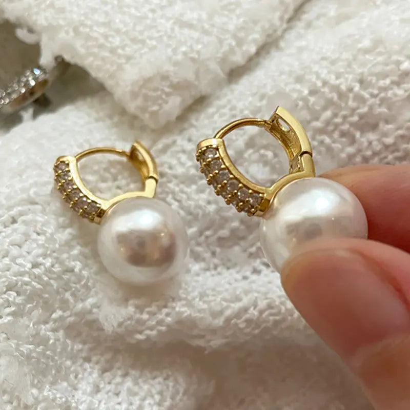 925 Silver Pearl Earrings for Women French Party Jewelry