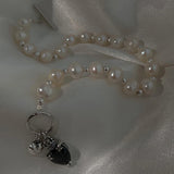 925 Silver Pearls Bracelet Women Vintage Stone Sweet LOVE Heart