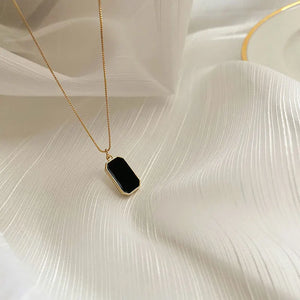 925 Silver Retro Square Pendant Necklace Women Sweet Temperament Party Jewelry