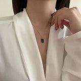 925 Silver Retro Square Pendant Necklace Women Sweet Temperament Party Jewelry