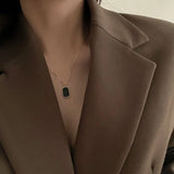 925 Silver Retro Square Pendant Necklace Women Sweet Temperament Party Jewelry
