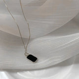 925 Silver Retro Square Pendant Necklace Women Sweet Temperament Party Jewelry