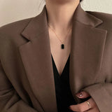 925 Silver Retro Square Pendant Necklace Women Sweet Temperament Party Jewelry
