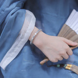 925 Silver Retro Flower Print Bracelet Women Party Gift