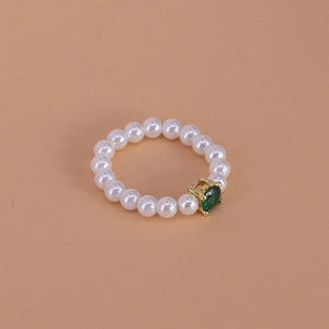 925 Silver Ring for Women Zircon Pearl Geometric Jewelry