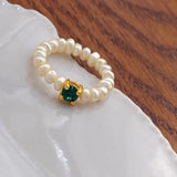 925 Silver Ring for Women Zircon Pearl Geometric Jewelry