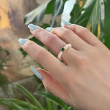 925 Silver Ring for Women Zircon Pearl Geometric Jewelry