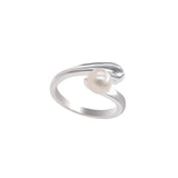 925 Sterling Silver Rings for Women Girl Pearl Wave Irregular Jewelry